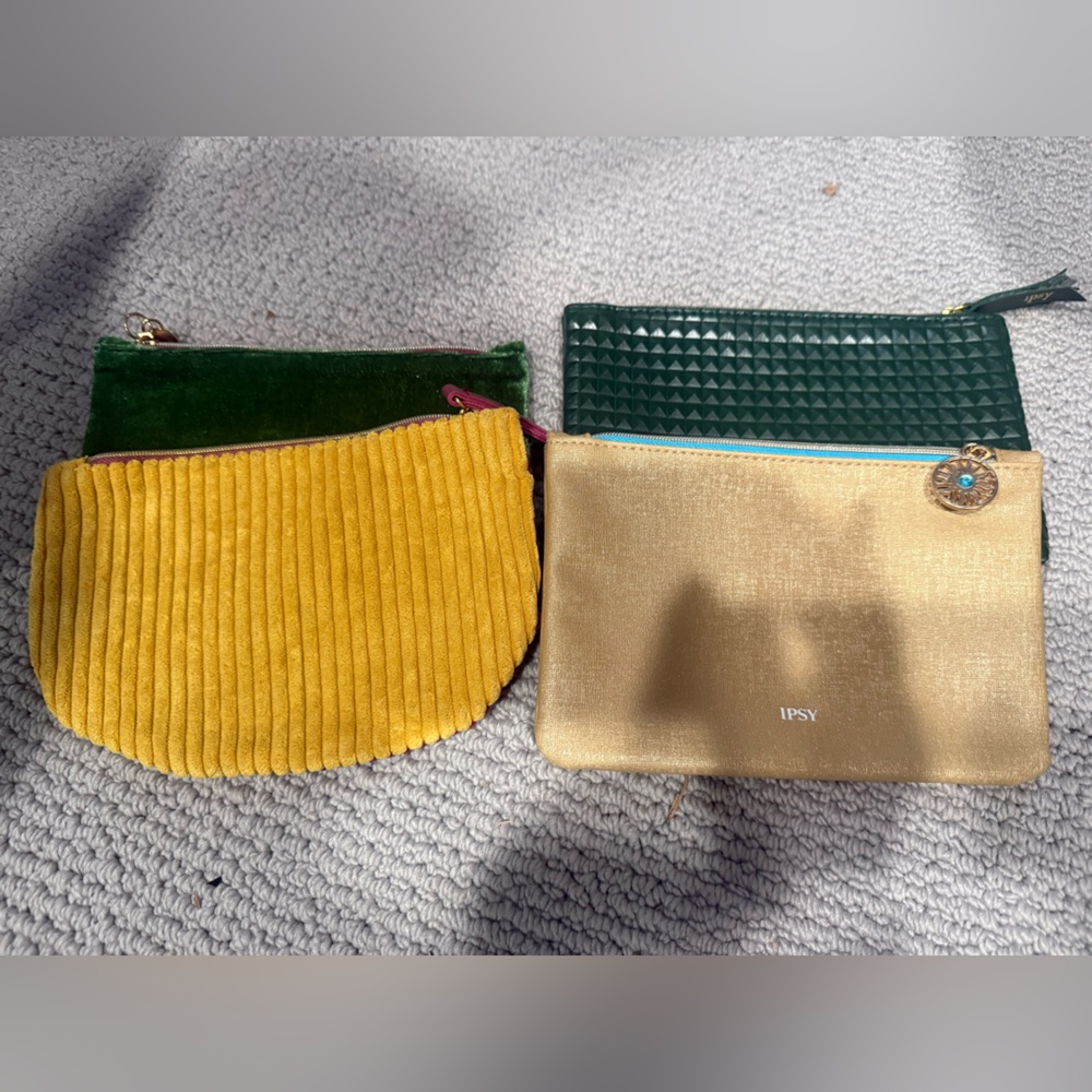 PSD Gold and Green Textured Makeup Bags